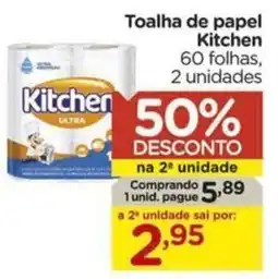 Carrefour Toalha de papel Kitchen 60 folhas, 2 unidades oferta