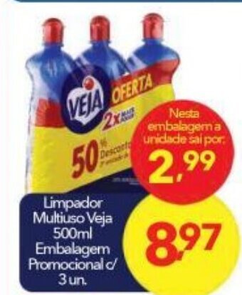 Lopes Supermercados Limpador Multiuso Veja 500ml Embalagem Promocional c/ 3un. oferta