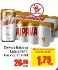 Barbosa Supermercados Cerveja Itaipava lata 269ml pack c/ 15 unid. oferta