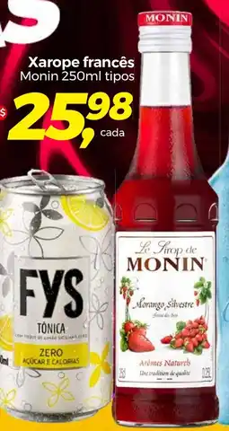 Xarope francês Monin tipos