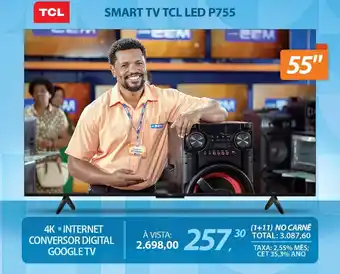 Lojas Cem Smart tv tcl led P755 oferta