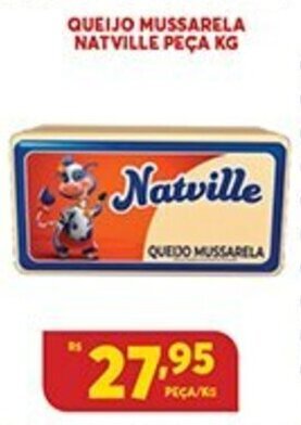 Atacadão Centro Sul Queijo Mussarela Natville peca 1kg oferta