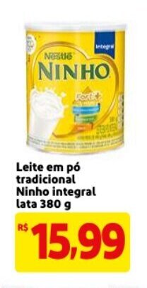 Mercado Extra Leite em po Tradicional Ninho Integral lata 380g oferta