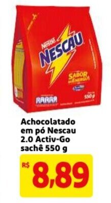 Mercado Extra Achocolatado em po Nescau 2.0 Activ-Go sache 550g oferta
