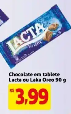 Mercado Extra Chocolate em tablete Lacta ou Laka Oreo 90g oferta