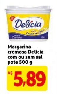 Mercado Extra Margarina cremosa Delicia com ou sem sal pote 500g oferta