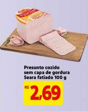 Mercado Extra Presunto cozido sem capa de gordura Seara fatiado 100g oferta