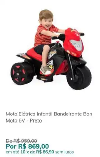 Extra Supermercado Moto Eletrica Infantil Bandeirante Ban Moto 6V - Preto oferta