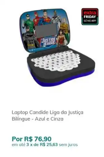 Laptop Candide Liga da Justica Bilingue - Azul e Cinza