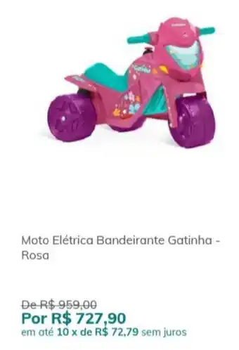 Extra Supermercado Moto Eletrica Bandeirante Gatinha - Rosa oferta