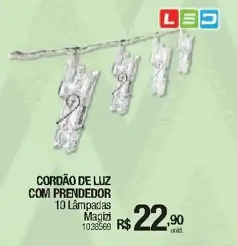 Cordao de Luz com Prendedor 10 Lampadas