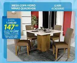 Lojas Cem Mesa copa vidro minas quadrada oferta