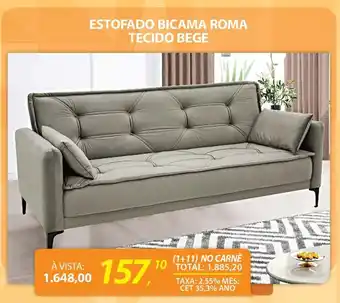 Lojas Cem Estofado bicama roma tecido bege oferta