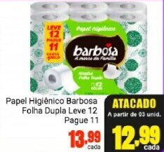 Barbosa Supermercados Papel Higiénico Barbosa Folha Dupla Leve 12 Pagua 11 oferta