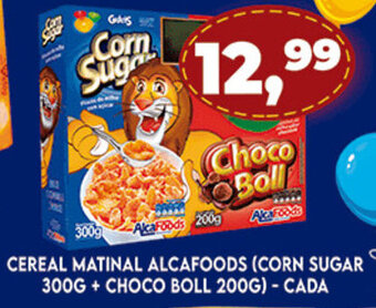 Supermercados Cristal Cereal Matinal Alcafoods (corn sugar 300g + choco boll 200g) cada oferta