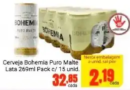 Barbosa Supermercados Cerveja Bohemia Puro Malte lata 269ml Pack c/ 15 unid. oferta