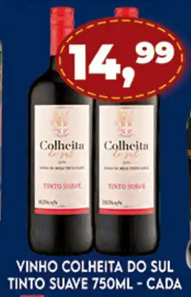 Supermercados Cristal Vinho Colheita Do Sul Tinto Suave 750ml - cada oferta