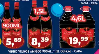 Supermercados Cristal Vinho Velhos Amigos 900ml/ 1.5L ou 4.6L - cada oferta