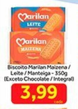Shibata Supermercados Biscoito Marilan Maizena/ Leite/ Manteiga 350g oferta