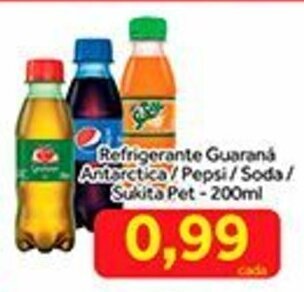 Shibata Supermercados Refrigerante Guarana Antarctica/ Pepsi/ Soda/ Sukita Pet 200ml oferta
