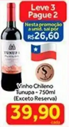 Shibata Supermercados Vinho Chileno Turupa 750ml oferta
