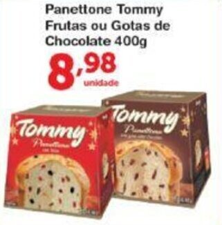 Roldão Panettone Tommy Frutas ou Gotas de Chocolate 400g oferta