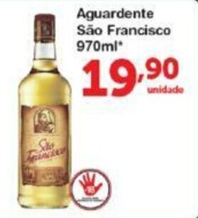 Roldão Aguardente Sao Francisco 970ml oferta