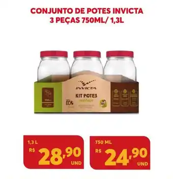 Atacadão Centro Sul Conjunto de Potes Invicta 3 Pecas 750ml oferta