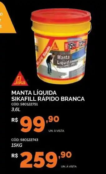 Carajás Manta Liquida Sikafill Rapido Branca 3.6L oferta