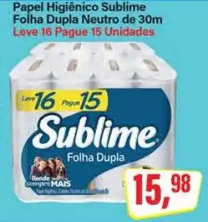 Rede Supermarket Papel Higiênico Sublime Folha Dupla Neutro de 30m oferta