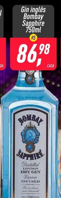 Frangolândia Gin Ingles Bombay Sapphire 750ml oferta