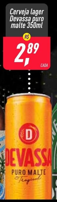 Frangolândia Cerveja lager Devassa puro malte 350ml oferta