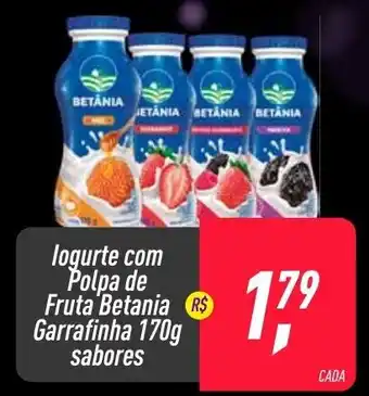 Frangolândia Iogurte com Polpa de Fruta Betania Garrafinha 170g sabores oferta