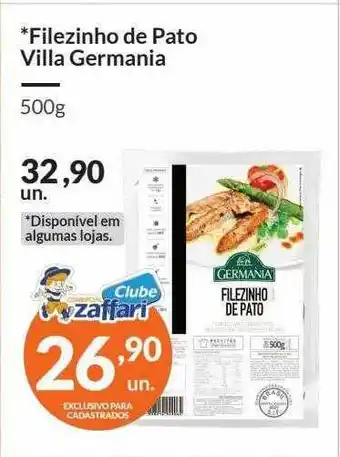 Zaffari Filezinho De Pato Villa Germania 500g oferta
