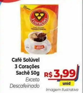 Hiper Moreira Café Solúvel 3 Corações 50g oferta