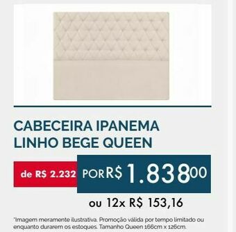 Cabeceira ipanema linho bege queen