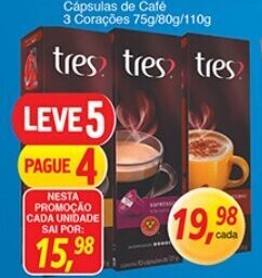 Supermercados Guanabara Capsulas de Cafe 3 Coracoe 75g/80g/110g oferta