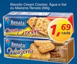 Supermercados Guanabara Biscoito Cream Cracker, Agua e Sal ou Maizena Renata 200g oferta