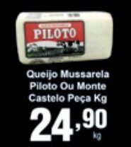 Rossi Supermercado Queijo Mussarela Piloto ou Monta Castelo peca 1kg oferta