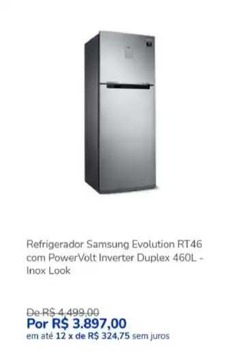 Casas Bahia Refrigerador Samsung Evolution RT46 com PowerVolt Inverter Duplex 460L - Inox Look oferta