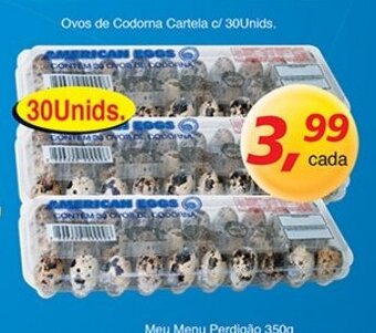 Supermercados Guanabara Ovos de Codoma Cartela c/ 30 Unid. oferta