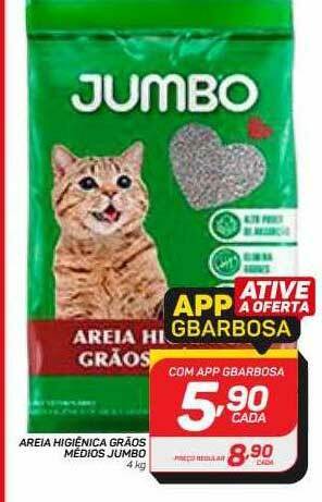 GBarbosa Areia Higiénica Grãos Medios Jumbo 4kg oferta