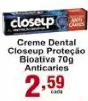Rossi Supermercado Creme Dental Closeup Protecao Bioativa 70g Anticaries oferta