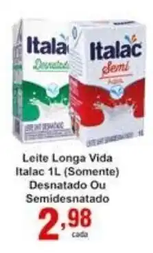 Rossi Supermercado Leite Longa Vida Italac 1L (Somente) Desnatado ou Semidesnatado oferta