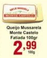 Rossi Supermercado Queijo Mussarela Monte Castelo fatiada 100g oferta