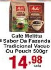 Rossi Supermercado Cafe Melitta Sabor da Fazenda Tradicional Vacuo ou Pouch 500g oferta
