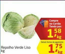 Tenda Atacado Repolho verde liso kg oferta