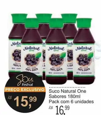 Festval Suco Natural One Sabores 180ml pack com 6 unidades oferta