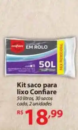 Nacional Kit Saco Para Lixo Confiare 50L oferta