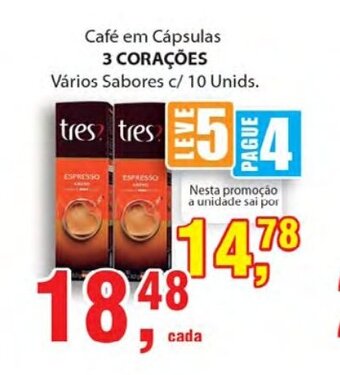 Supermercados Mundial Cafe em Capsulas 3 Coracoes c/10 unids. oferta